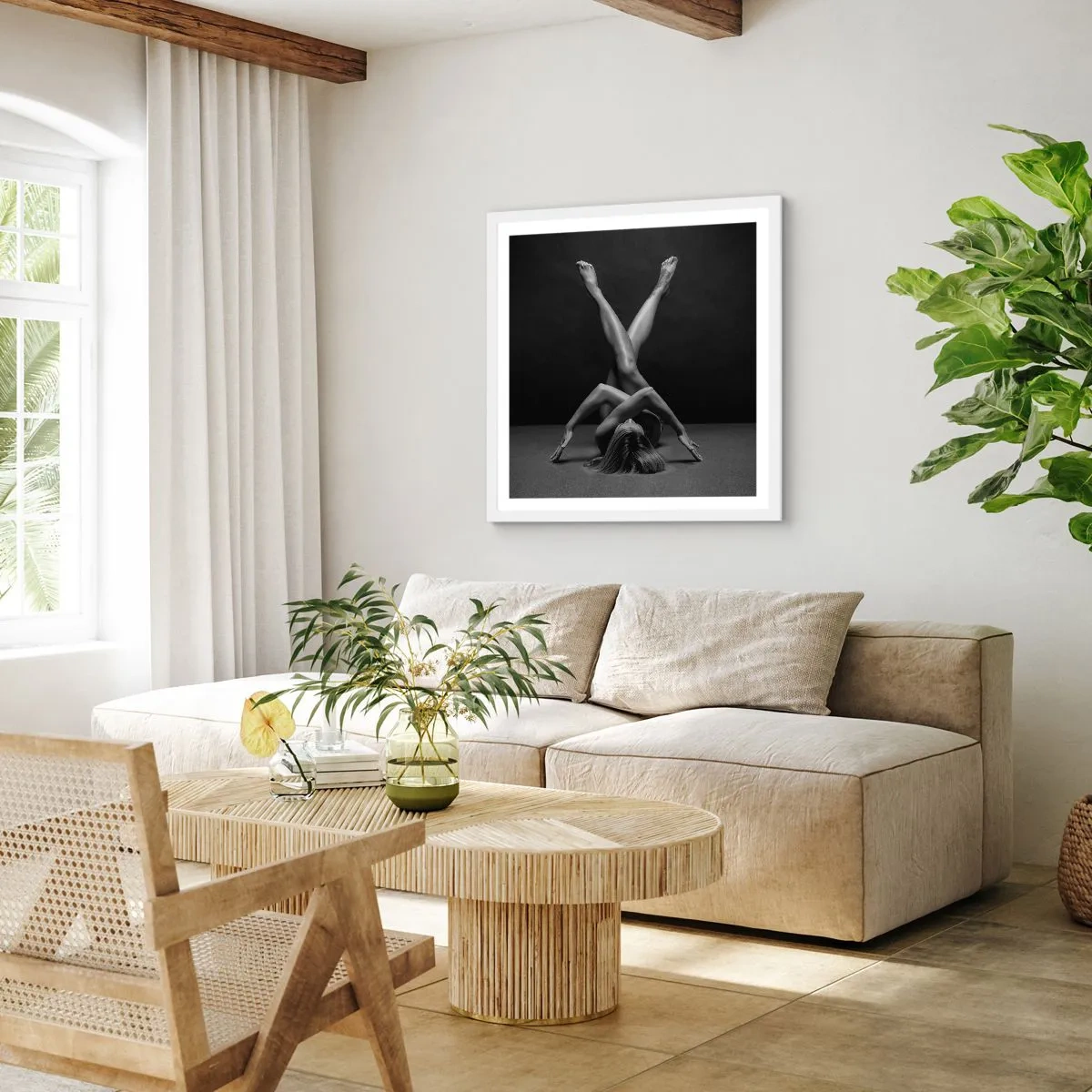 Poster in einem weißen Rahmen - Die Geometrie der Nacktheit - 40x40 cm