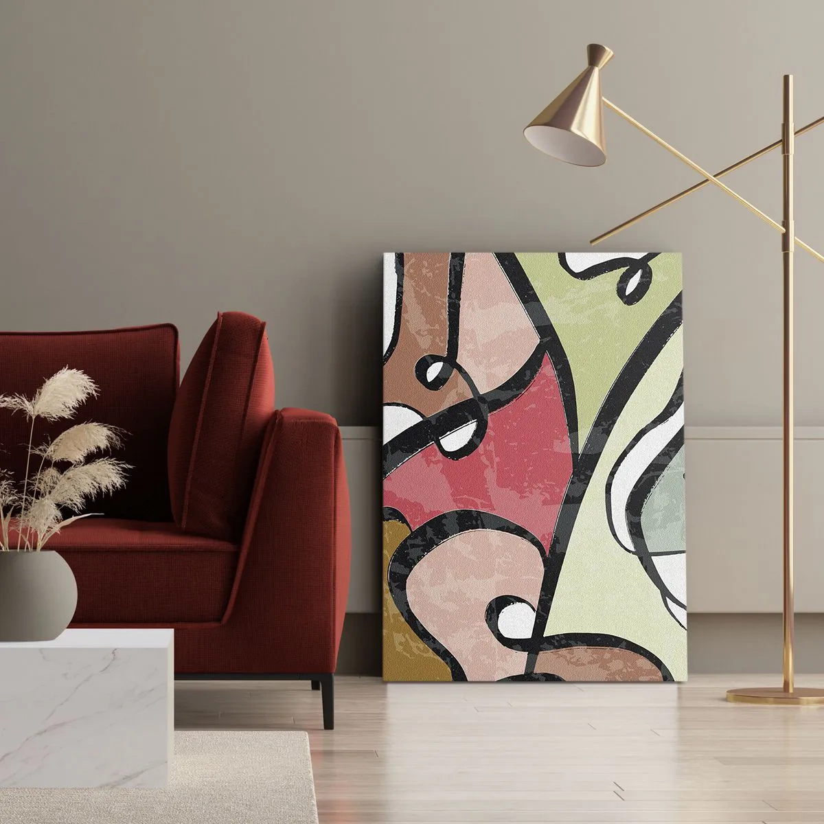 Bild auf Leinwand - Leinwandbild - Pirouetten unter Farben - 65x120 cm