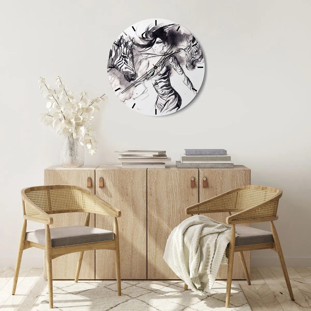 Wanduhr - Glasuhr - Tanzen mit den Zebras - 40x40 cm