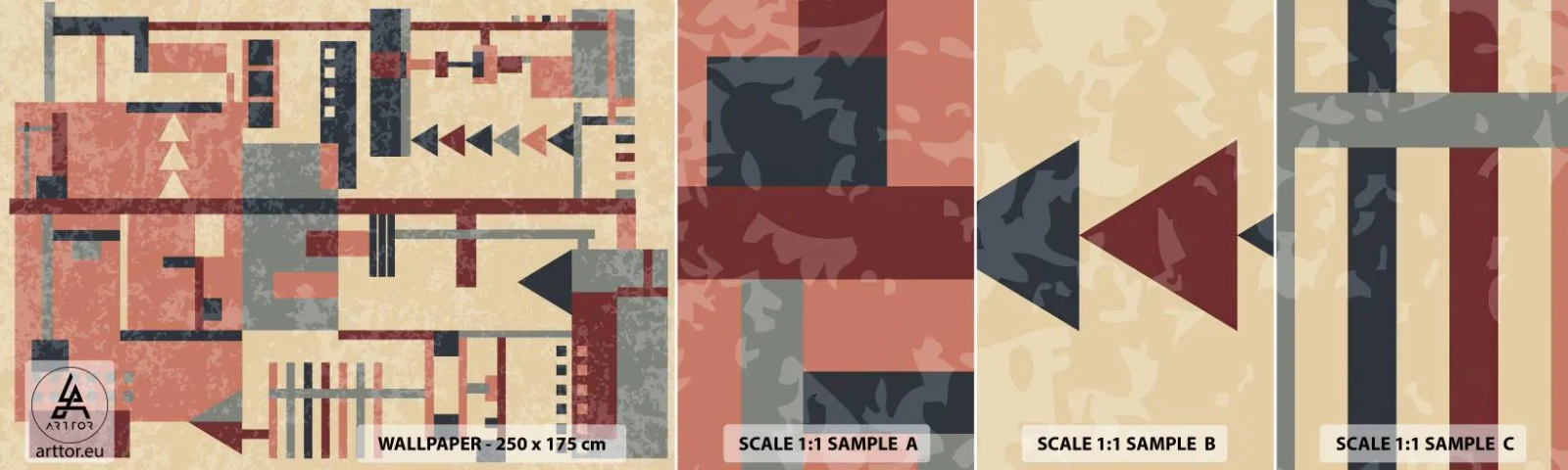 Fototapeten Muster Selbstklebend Deluxe Sticker - Eine Kombination aus Vertikalen und Ebenen - Abstraktion, Stück, Modernes Muster - 100x30 cm