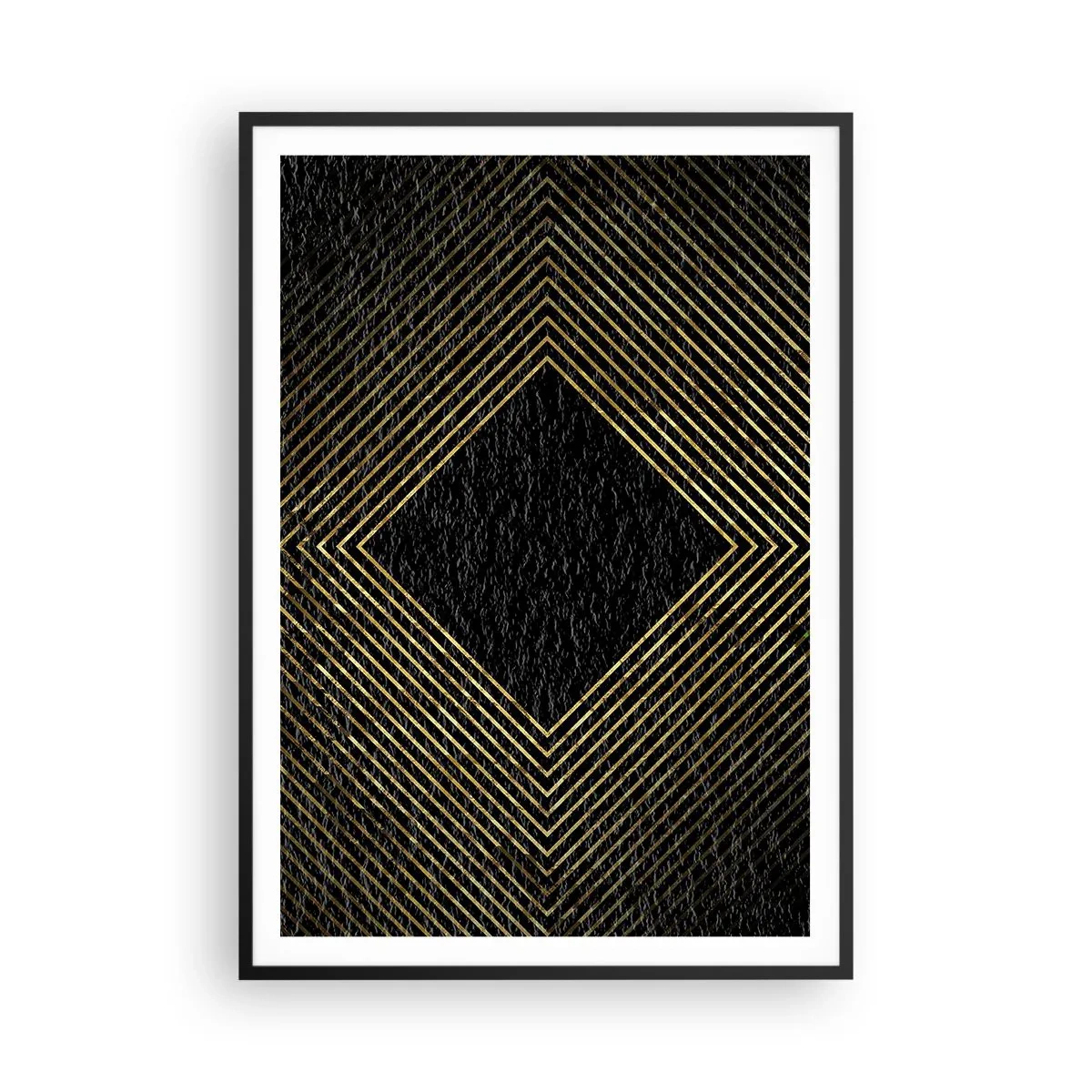 Poster in einem schwarzem Rahmen - Geometrie im glamourösen Stil - 70x100 cm