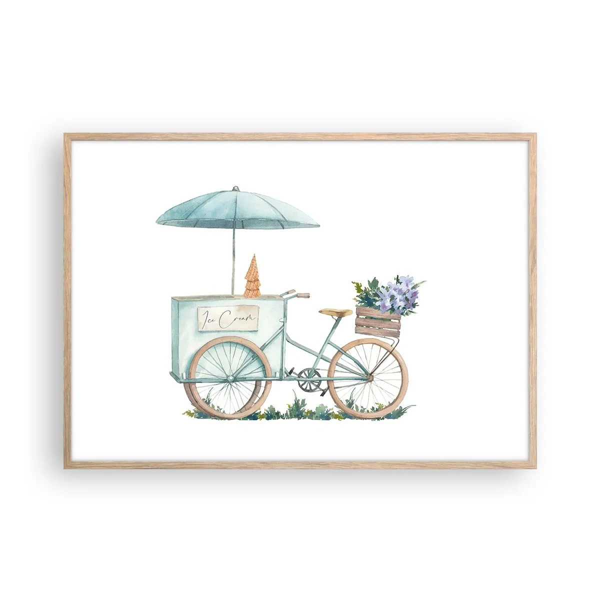 Poster in einem Rahmen aus heller Eiche - Süße Erinnerung an den Sommer - 100x70 cm