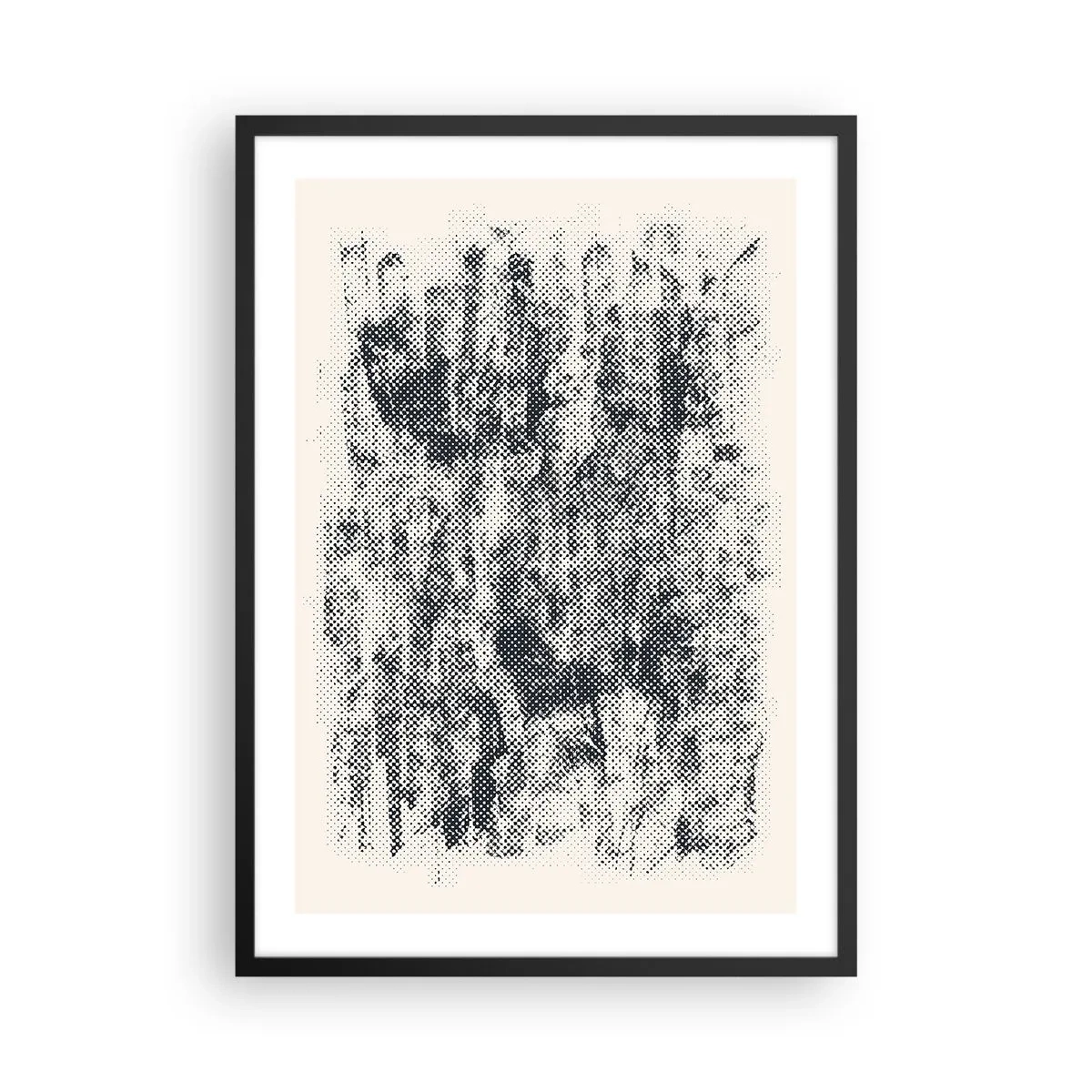 Poster in einem schwarzem Rahmen - Retro-Wald-Grafikmotiv - 50x70cm - Nebelige Komposition - Moderne Wanddekoration für Wohnzimmer und Schlafzimmer ARTTOR