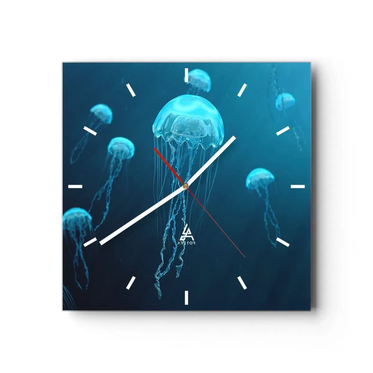 Wanduhr - Glasuhr - Ozeantanz - 40x40 cm