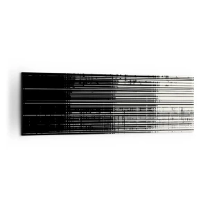 Bild auf Leinwand - Leinwandbild - Abstrakte Linienkomposition in kontrastierendem Schwarz und Weiß - 160x50cm - Wellen und Vibrationen - Moderne Wanddekoration für Wohnzimmer und Schlafzimmer ARTTOR