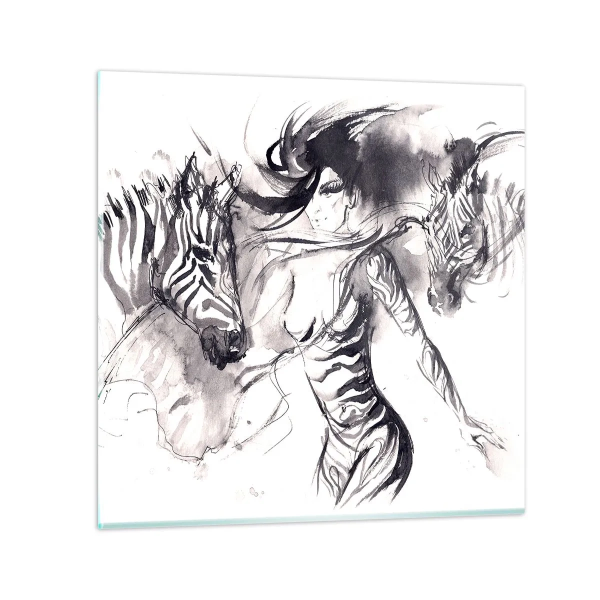 Glasbild - Bild auf glas - Tanzen mit den Zebras - 40x40 cm