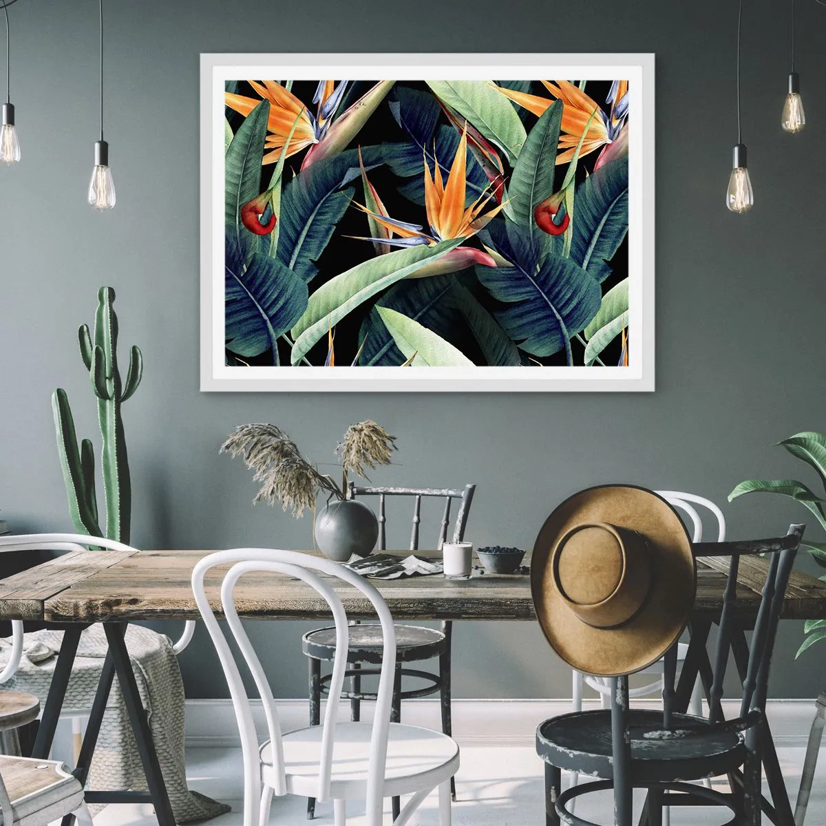 Poster in einem weißen Rahmen - Flammende Blumen der Tropen - 40x30 cm