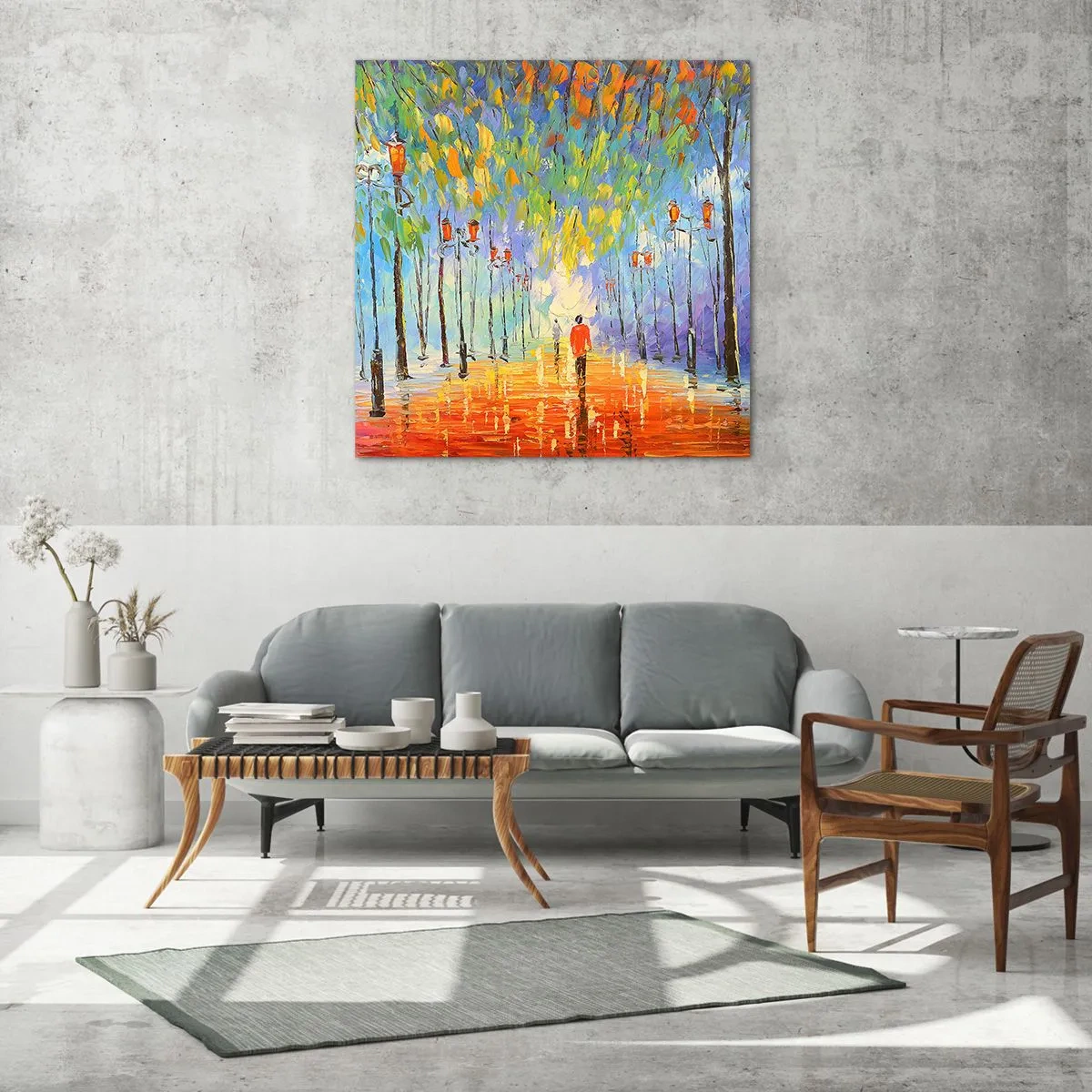 Glasbild - Bild auf glas - Nachtlied des Regens - 70x70 cm