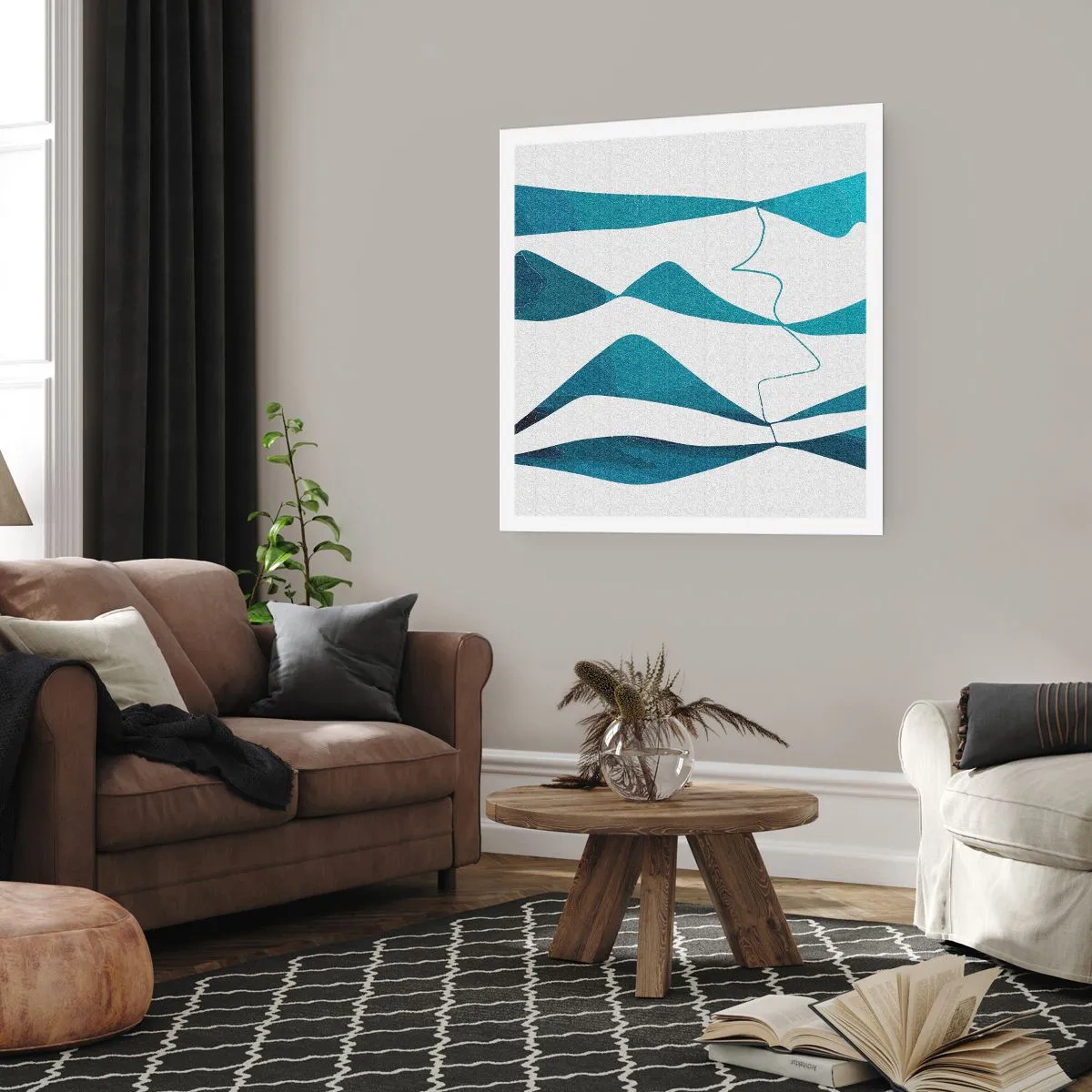 Poster - Abstraktion: türkisfarbene Verbindung - 30x30 cm