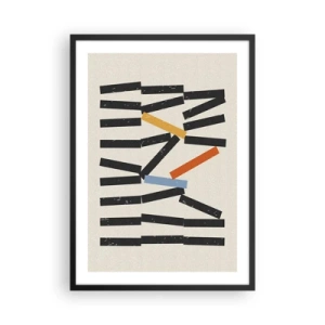 Poster in einem schwarzem Rahmen - Abstrakte geometrische Komposition mit bunten Akzenten - 50x70cm - Domino – Komposition - Moderne Wanddekoration für Wohnzimmer und Schlafzimmer ARTTOR