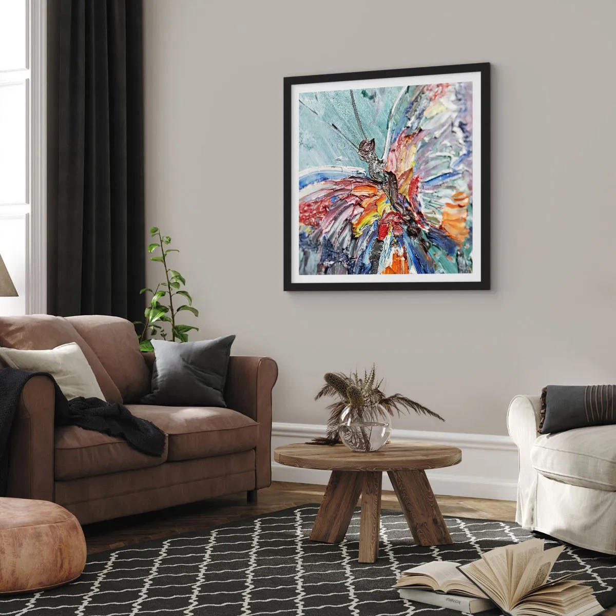 Poster in einem schwarzem Rahmen - Von der Natur gemalt - 40x40 cm