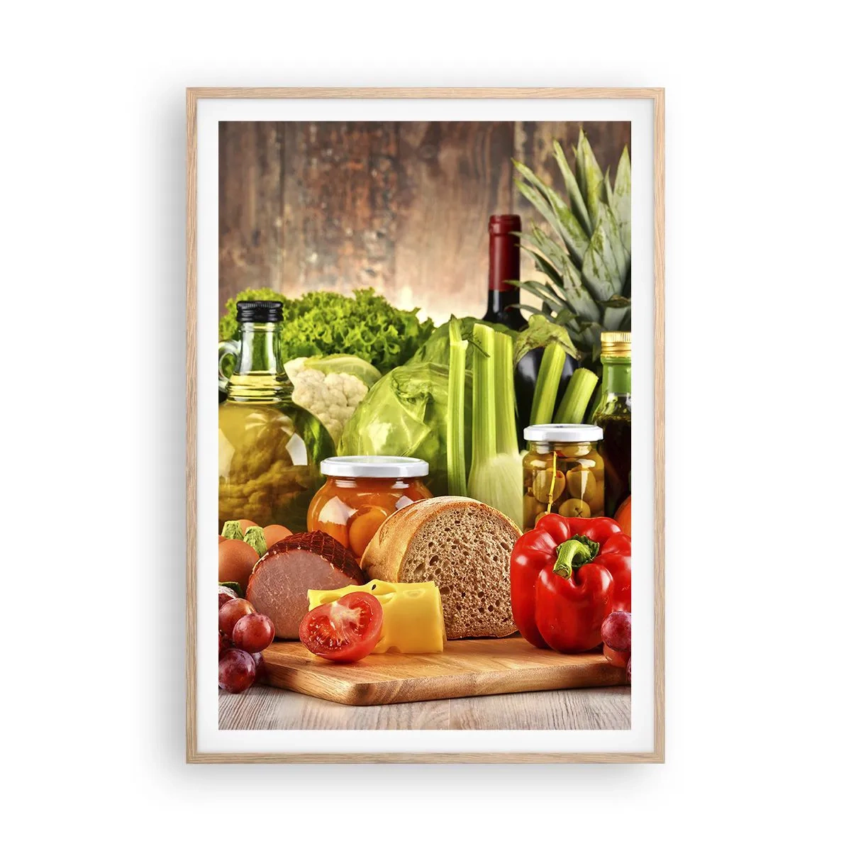 Poster in einem Rahmen aus heller Eiche - Geräuchert, gebacken und eingelegt - 70x100 cm