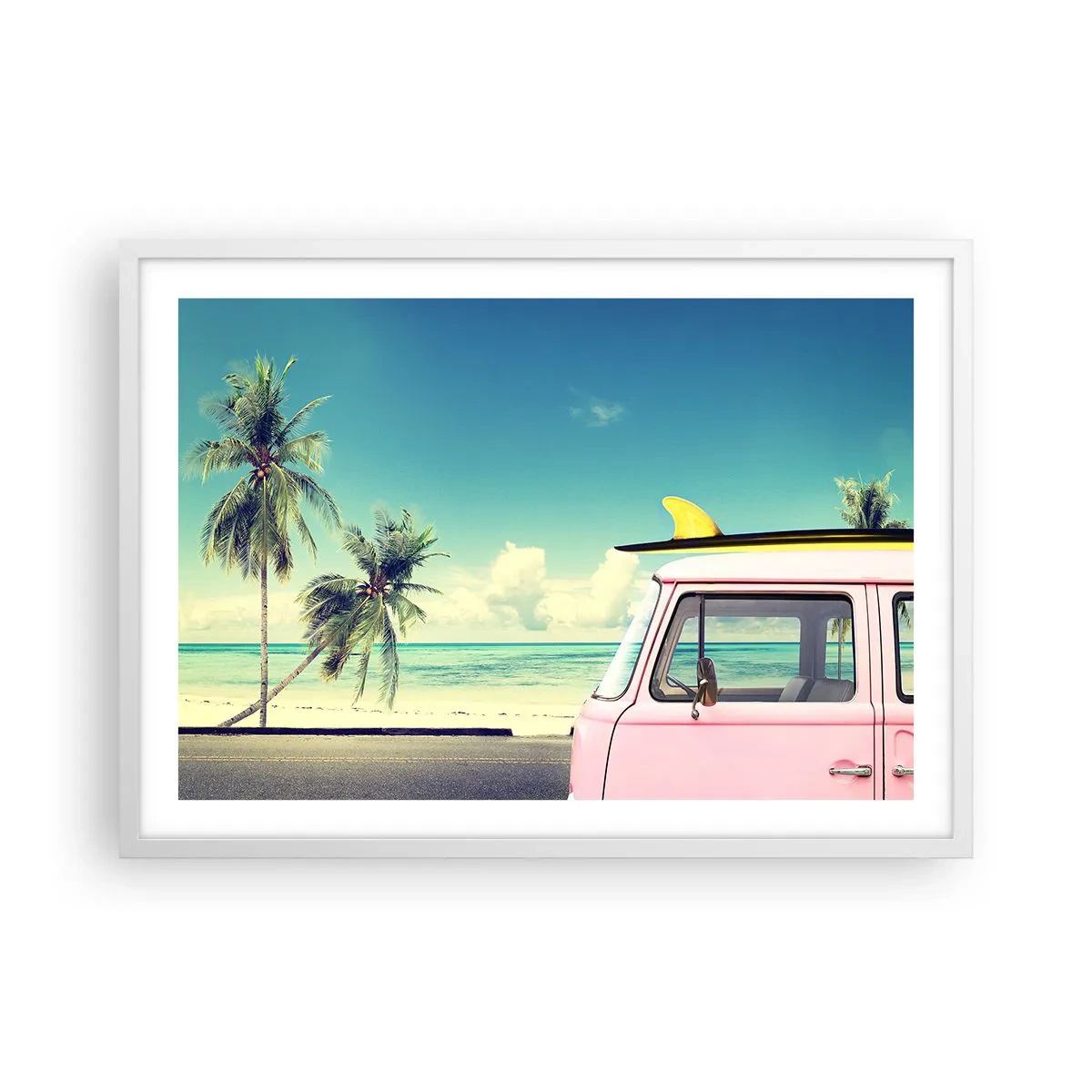 Poster in einem weißen Rahmen - Zeit um in die Ferien zu starten - 70x50 cm