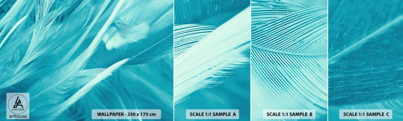 Fototapetenmuster Standard Eco - In Pulver ertrinken - Vogelfeder, Vogel, Grafik - 100x30 cm