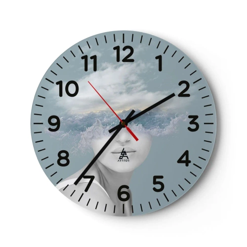 Wanduhr - Glasuhr - Mit dem Kopf in den Wolken - 40x40 cm