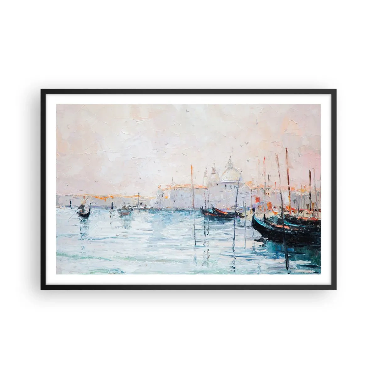 Poster in einem schwarzem Rahmen - Hinter dem Wasser, hinter dem Nebel - 91x61 cm