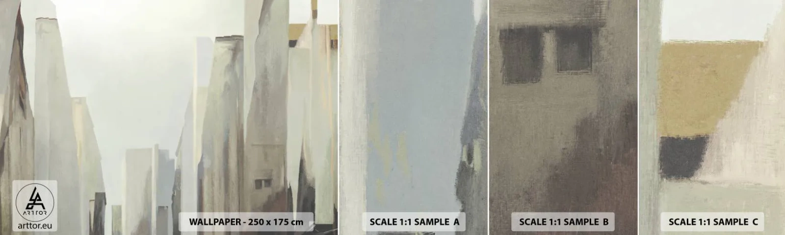 Fototapetenmuster Standard Eco - Traum von der Stadt - Minimalistisch, Hell, Stadt - 100x30 cm