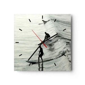 Wanduhr - Glasuhr - Gegen die Welle - 40x40 cm