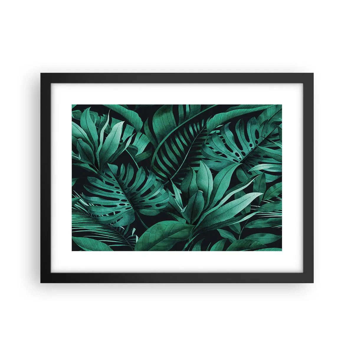 Poster in einem schwarzem Rahmen - Die Tiefe des tropischen Grüns - 40x30 cm