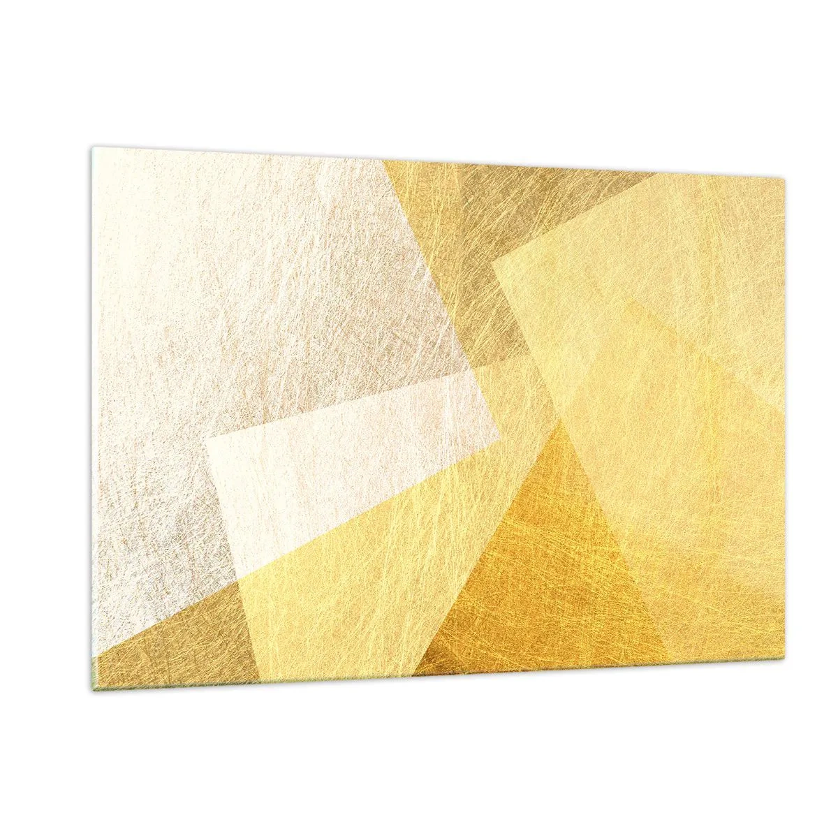 Glasbild - Bild auf glas - Goldene geometrische Formen mit einer metallischen und leichten Textur - 120x80cm - Geometriewetter - Moderne Wanddekoration für Wohnzimmer und Schlafzimmer ARTTOR
