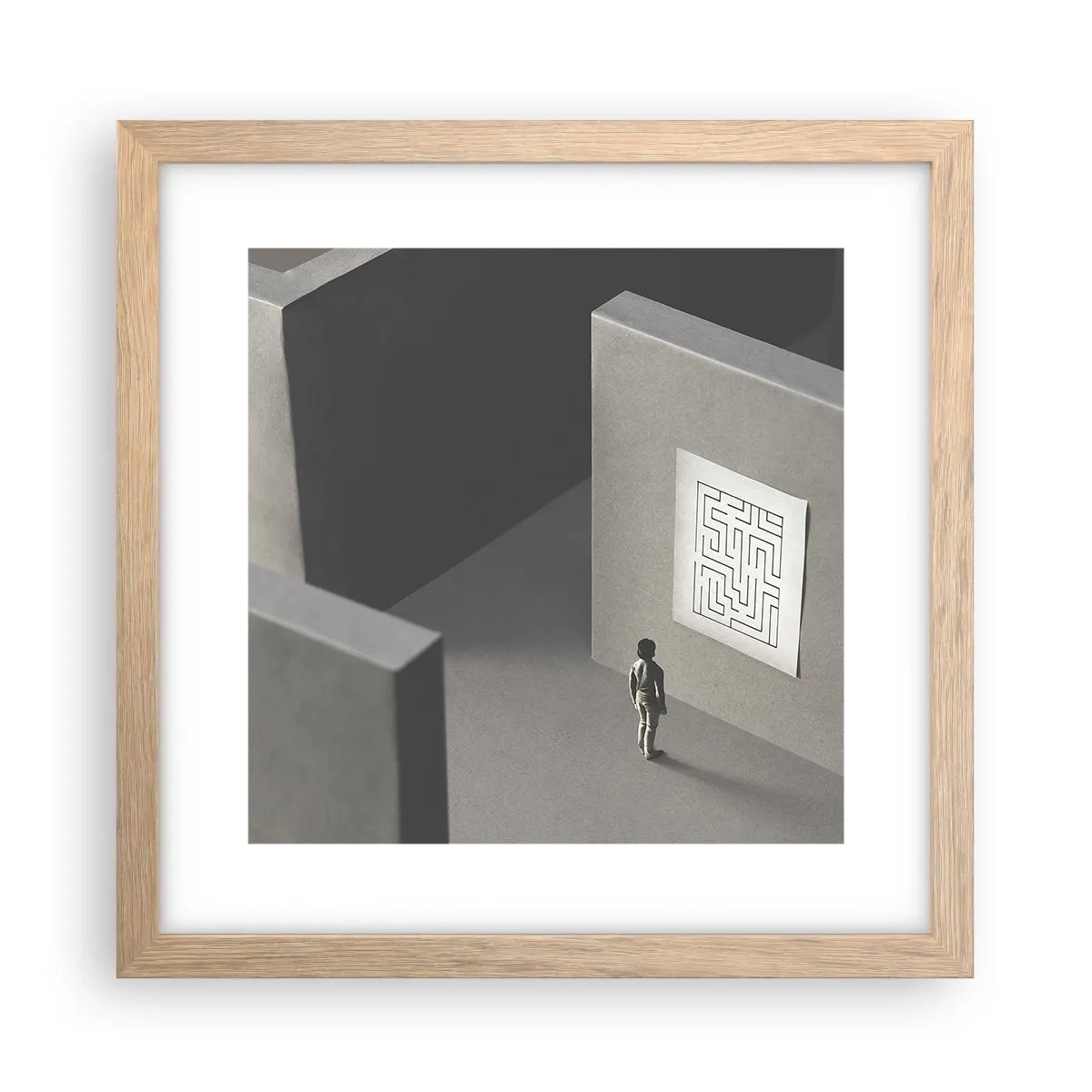 Poster in einem Rahmen aus heller Eiche - Aber wo bin ich? - 30x30 cm