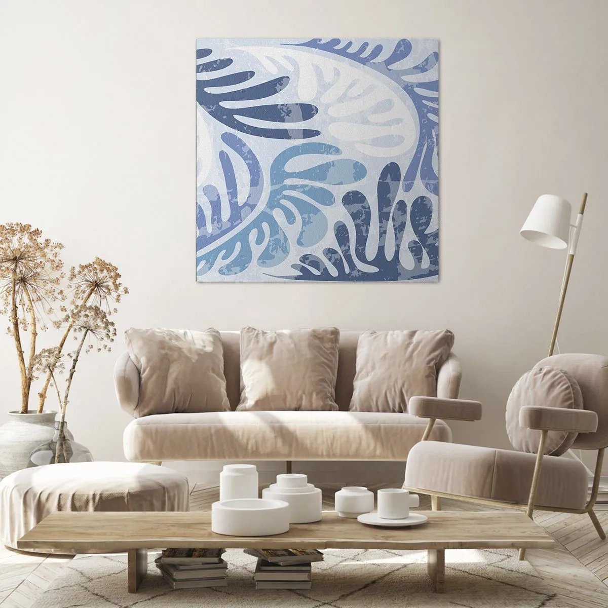 Bild auf Leinwand - Leinwandbild - Blaue Farne - 30x30 cm