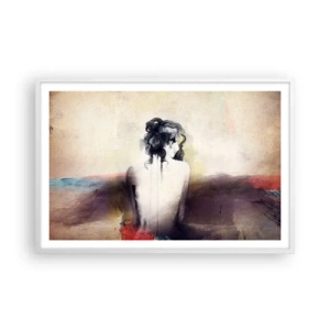 Poster in einem weißen Rahmen - Glatte Linien, ovale Formen - 91x61 cm