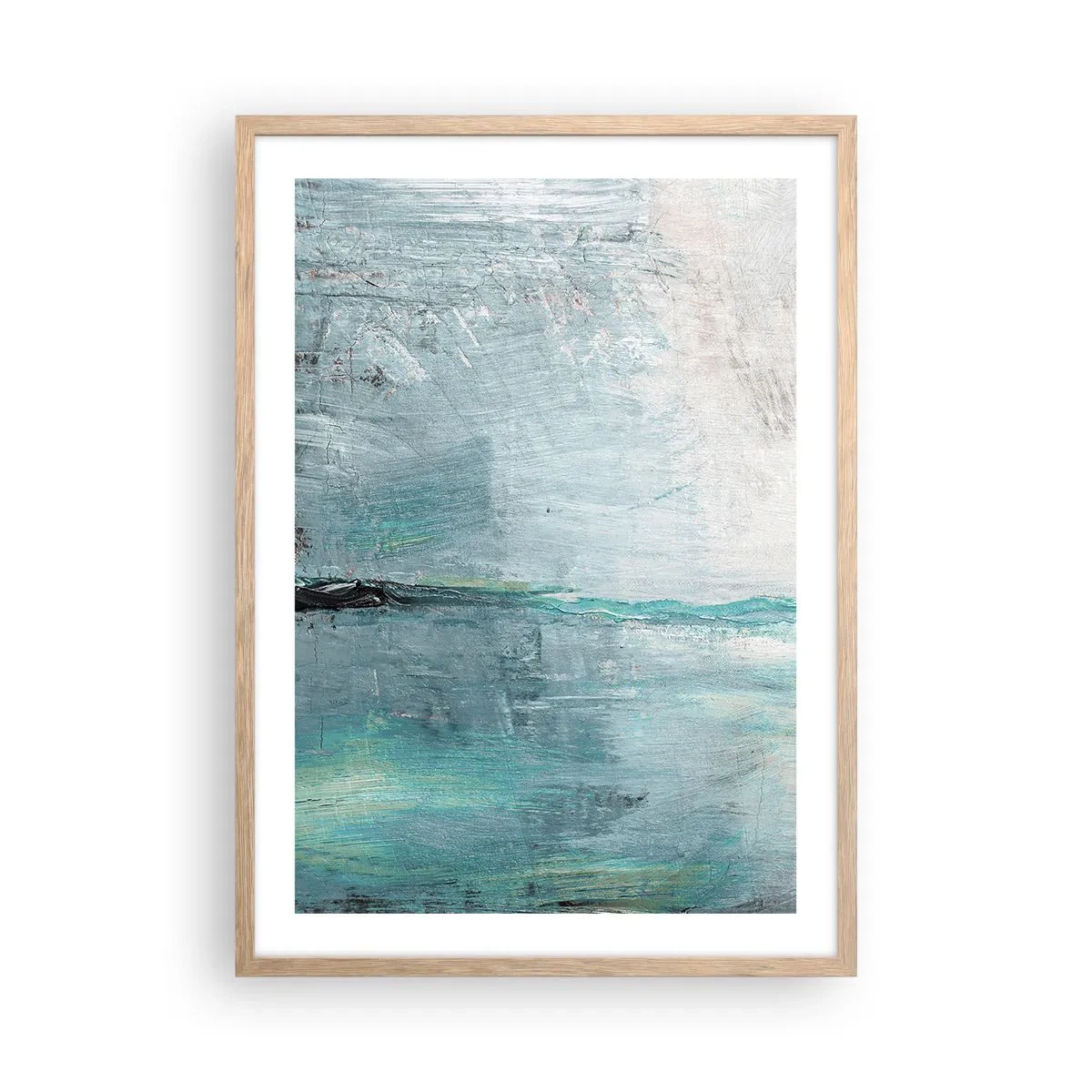 Poster in einem Rahmen aus heller Eiche - Horizontal in Blau - 50x70 cm