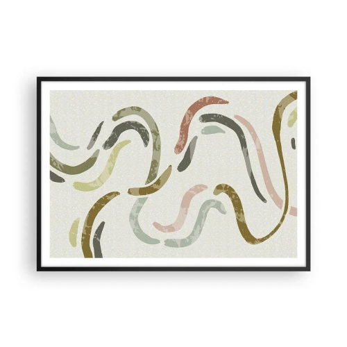Poster in einem schwarzem Rahmen - Abstrakte Bögen in Pastellfarben - 100x70cm - Fröhlicher Tanz der Abstraktion - Moderne Wanddekoration für Wohnzimmer und Schlafzimmer ARTTOR