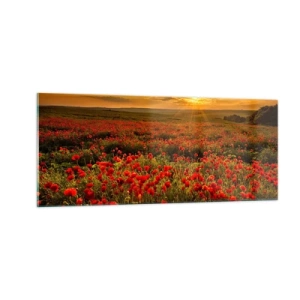 Glasbild - Bild auf glas - Unter den Wellen raschelnder Wiesen, unter den Blumen der Flut - 100x40 cm