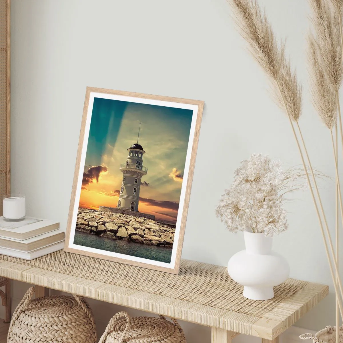 Poster in einem Rahmen aus heller Eiche - Licht - Gut - Schönheit - 30x40 cm