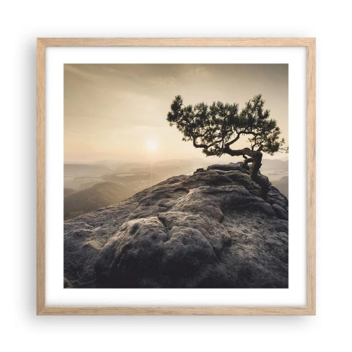 Poster in einem Rahmen aus heller Eiche - Das Leben gewinnt immer - 50x50 cm