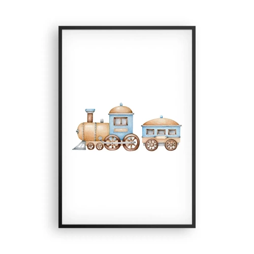 Poster in einem schwarzem Rahmen - Am Bahnhof steht ... - 61x91 cm