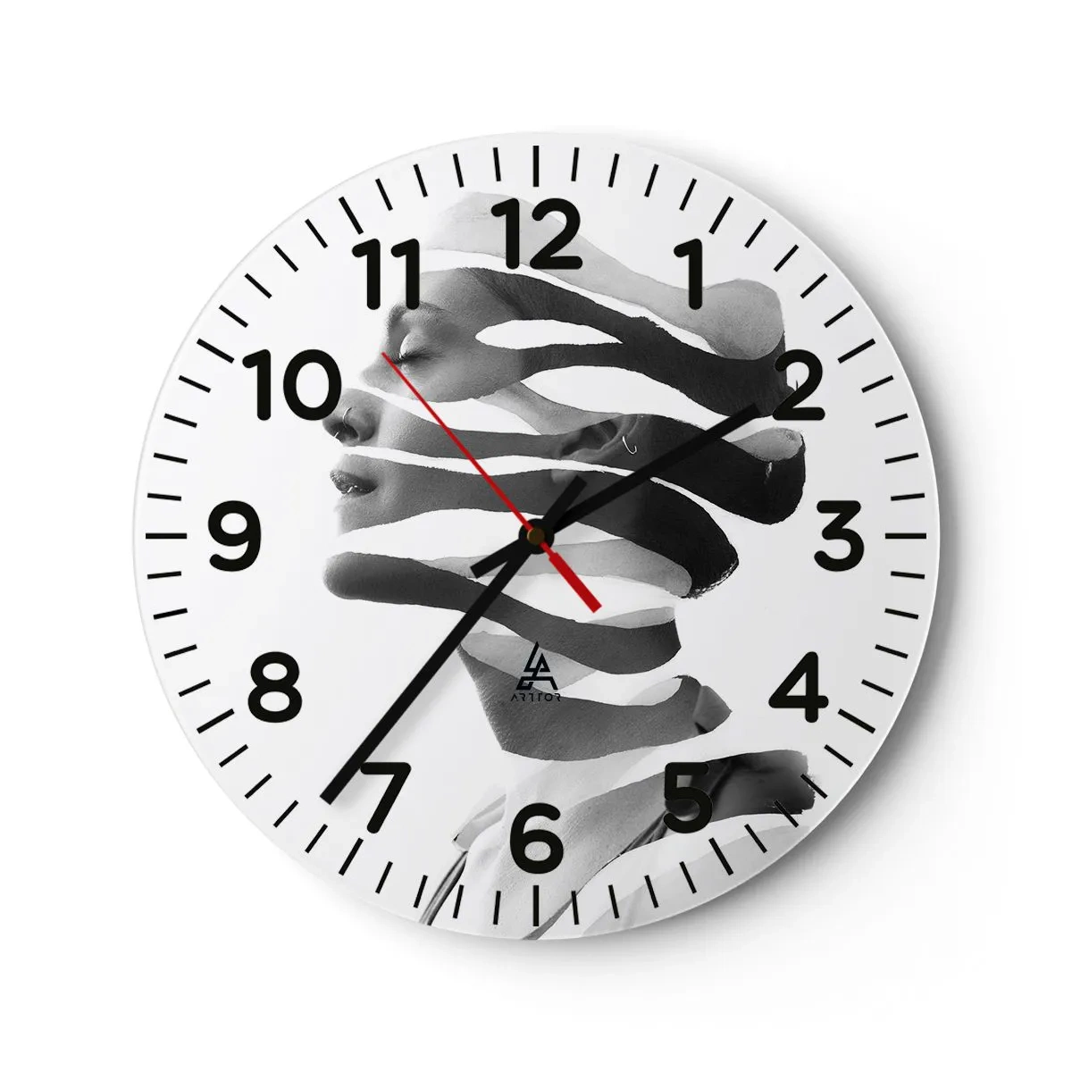 Wanduhr - Glasuhr - Surreales Porträt - 40x40 cm