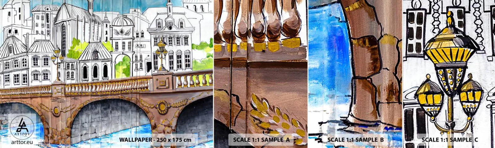 Fototapeten Muster Selbstklebend Deluxe Sticker - Die Stadt ist gemalt - Graffiti, Frankreich, Die Architektur - 100x30 cm