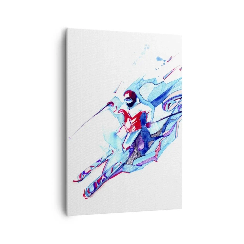 Bild auf Leinwand - Leinwandbild - Abstrakter Reiter in dynamischen Farben - 70x100cm - Verrückter Ansturm vor Freude - Moderne Wanddekoration für Wohnzimmer und Schlafzimmer ARTTOR