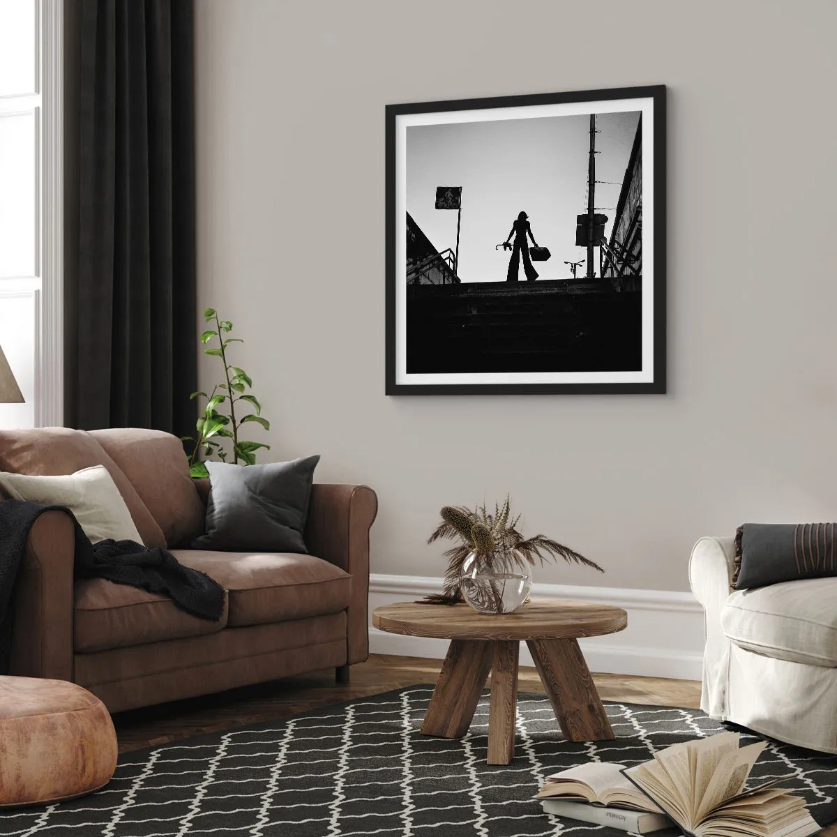 Poster in einem schwarzem Rahmen - Städtisches Wandern - 40x40 cm