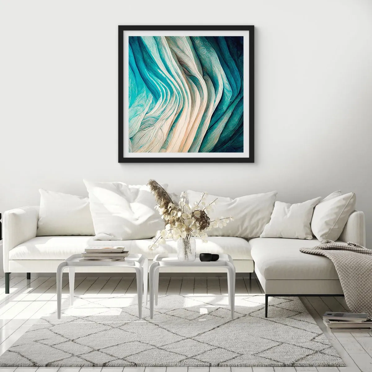 Poster in einem schwarzem Rahmen - Blaue Unersättlichkeit - 60x60 cm