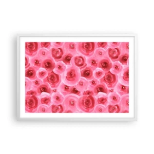 Poster in einem weißen Rahmen - Oben und unten Rosen - 70x50 cm