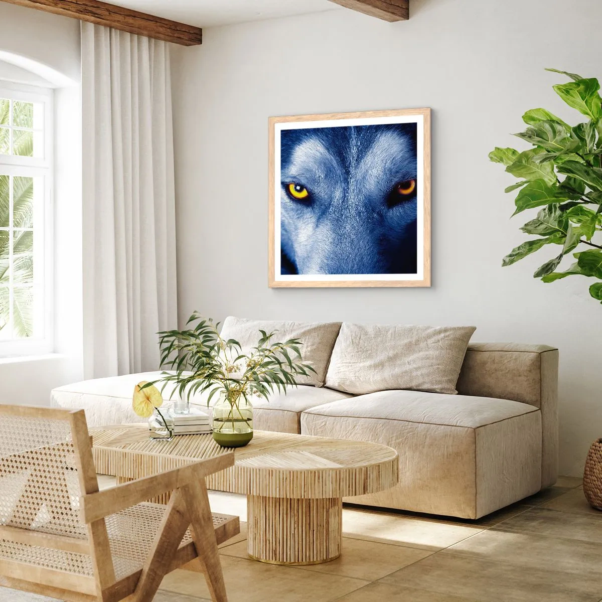Poster in einem Rahmen aus heller Eiche - Faszinierender Blick - 60x60 cm