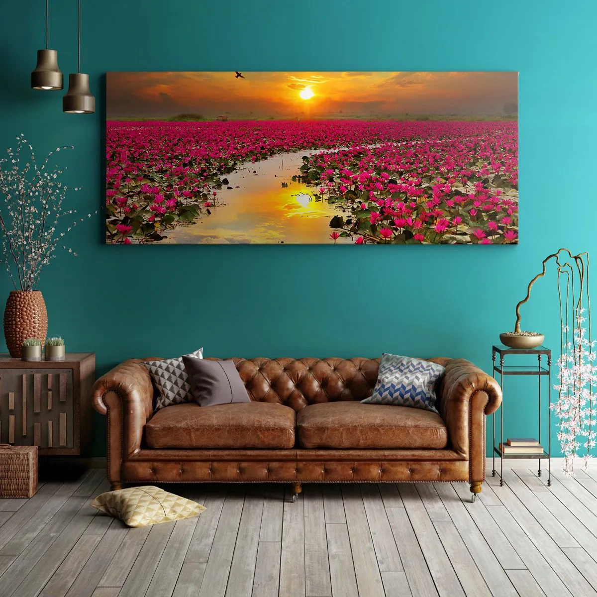 Bild auf Leinwand - Leinwandbild - Das geheime Leben des Sees - 100x40 cm