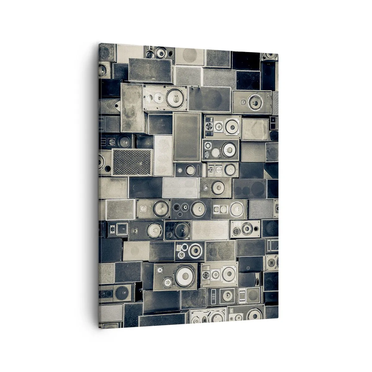 Bild auf Leinwand - Leinwandbild - Lautsprecherkollektion im Retro-Stil - 50x70cm - Und es ist alles in Ordnung - Moderne Wanddekoration für Wohnzimmer und Schlafzimmer ARTTOR