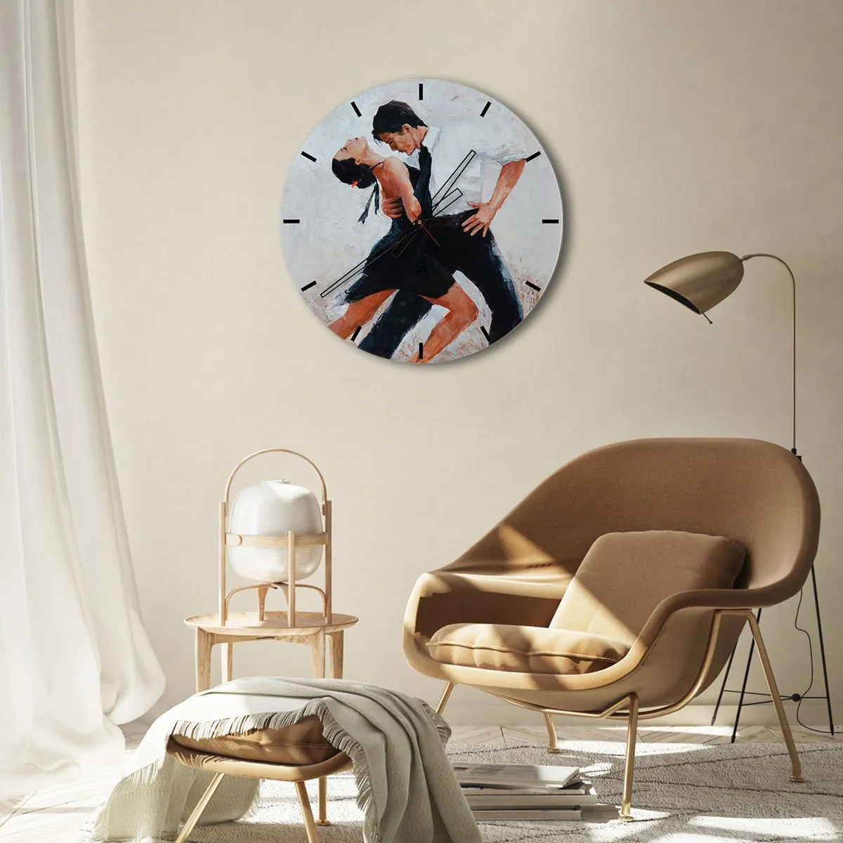 Wanduhr - Glasuhr - Ein Paar tanzt Tango in einer dynamischen, leidenschaftlichen Pose - 30x30cm - Tango meiner Träume und Träume - Moderne Wanddekoration für Wohnzimmer, Küche und Schlafzimmer ARTTOR