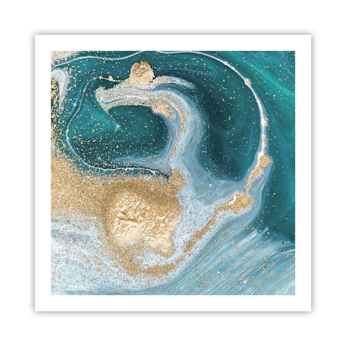 Poster - Ein Strudel aus Gold und Türkis - 60x60 cm