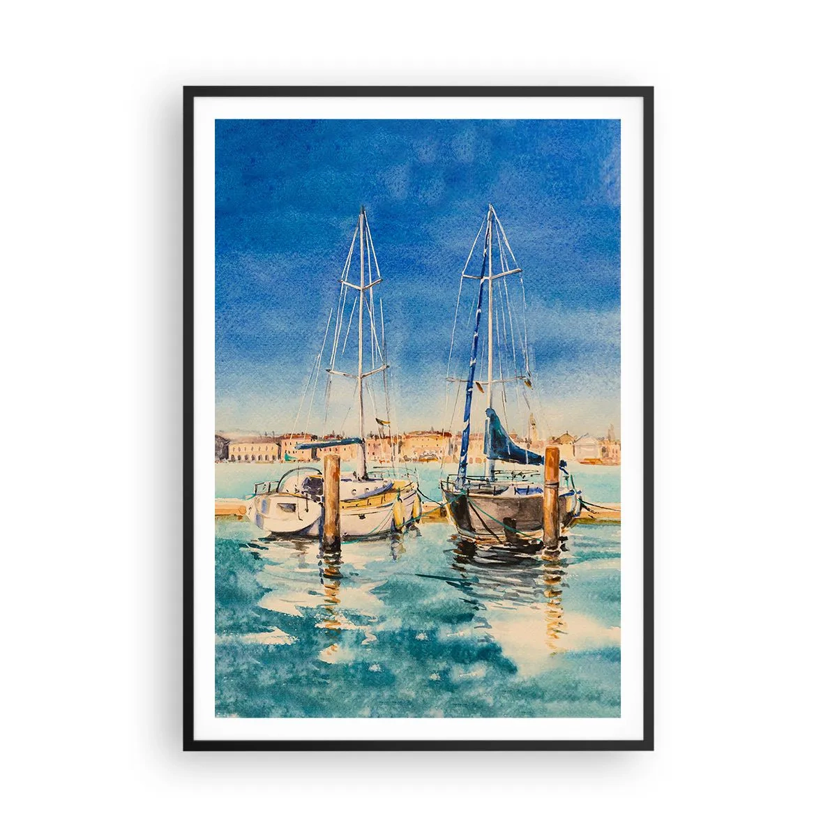 Poster in einem schwarzem Rahmen - Sonnige Lagune - 70x100 cm