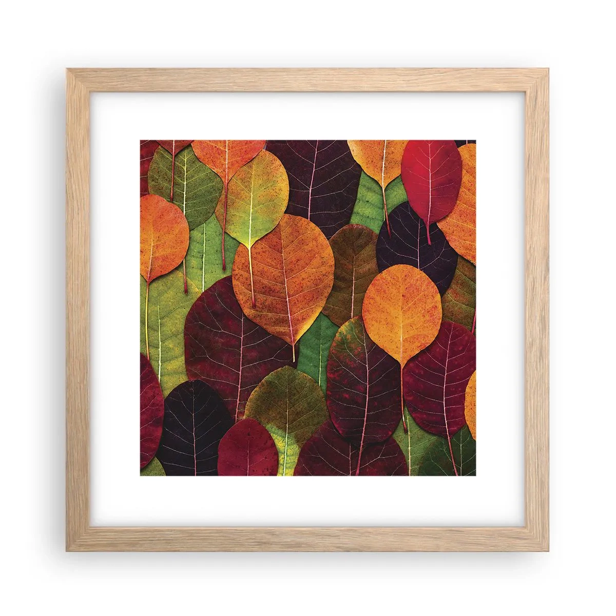 Poster in einem Rahmen aus heller Eiche - Herbstmosaik - 30x30 cm