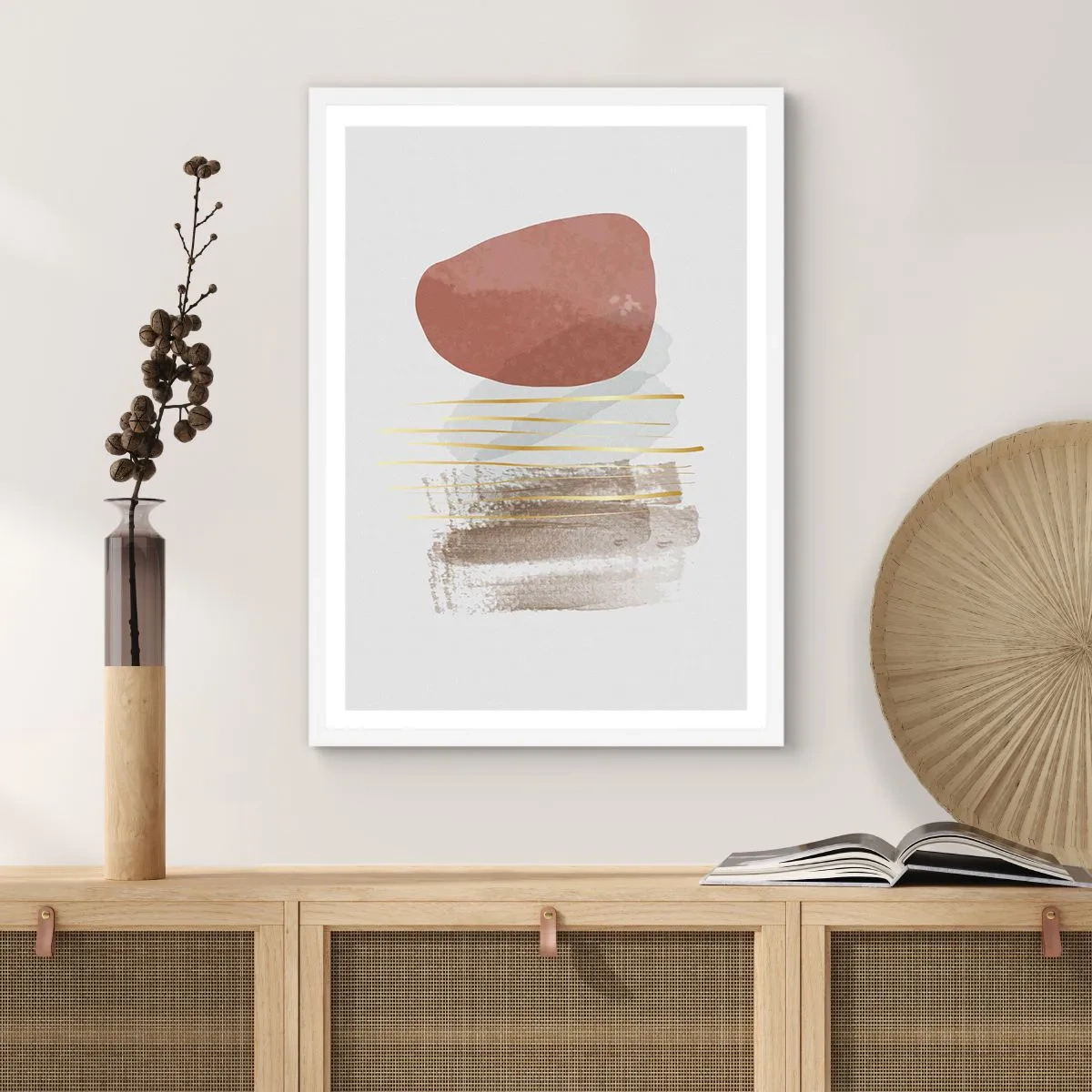 Poster in einem weißen Rahmen - Abstrakte Kolonnade - 61x91 cm
