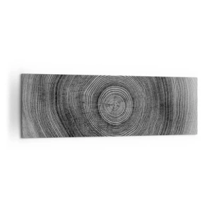 Bild auf Leinwand - Leinwandbild - Schwarz-weißes Baumringmuster, das einen Querschnitt des Stammes zeigt - 160x50cm - Zeichen der Zeit - Moderne Wanddekoration für Wohnzimmer und Schlafzimmer ARTTOR