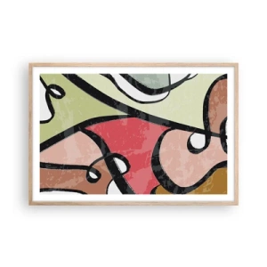 Poster in einem Rahmen aus heller Eiche - Pirouetten unter Farben - 91x61 cm