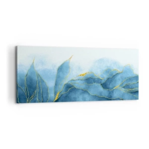 Bild auf Leinwand - Leinwandbild - Blau im Gold - 100x40 cm